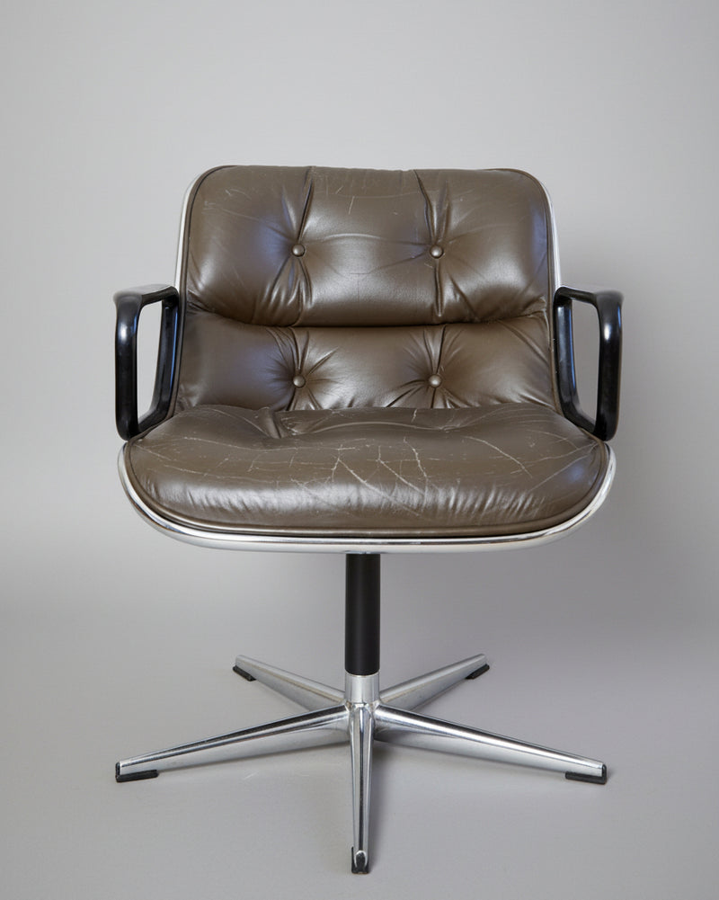 Charles Pollock "Executive Chair" for Knoll International by Eilers Interieur | The Oblist — brown leather upholstery