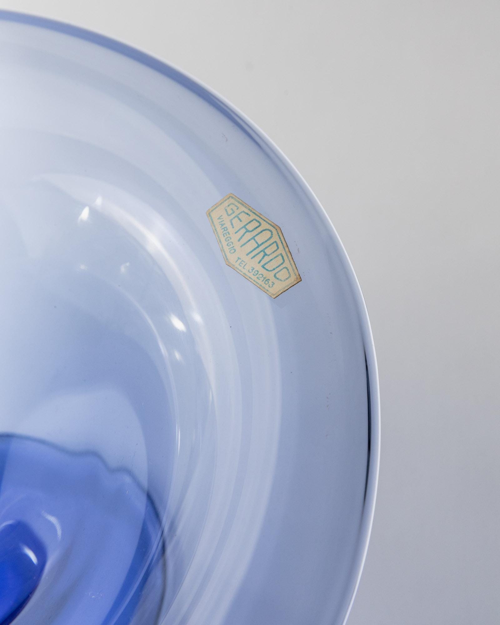 1980s Murano Glass Bowl — close-up of blue glass interior