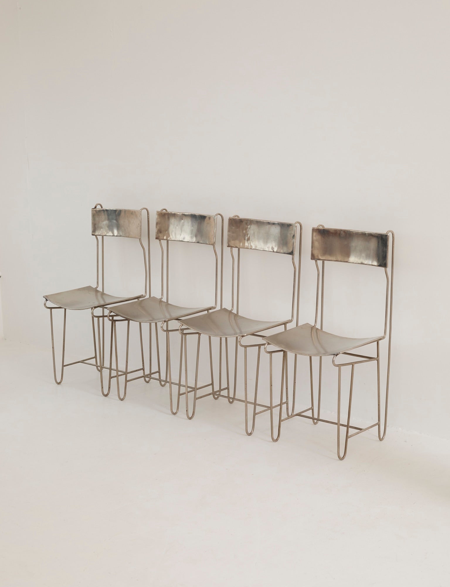 Set of 4 Metal Artist Dining Chairs from France Circa 1960-70