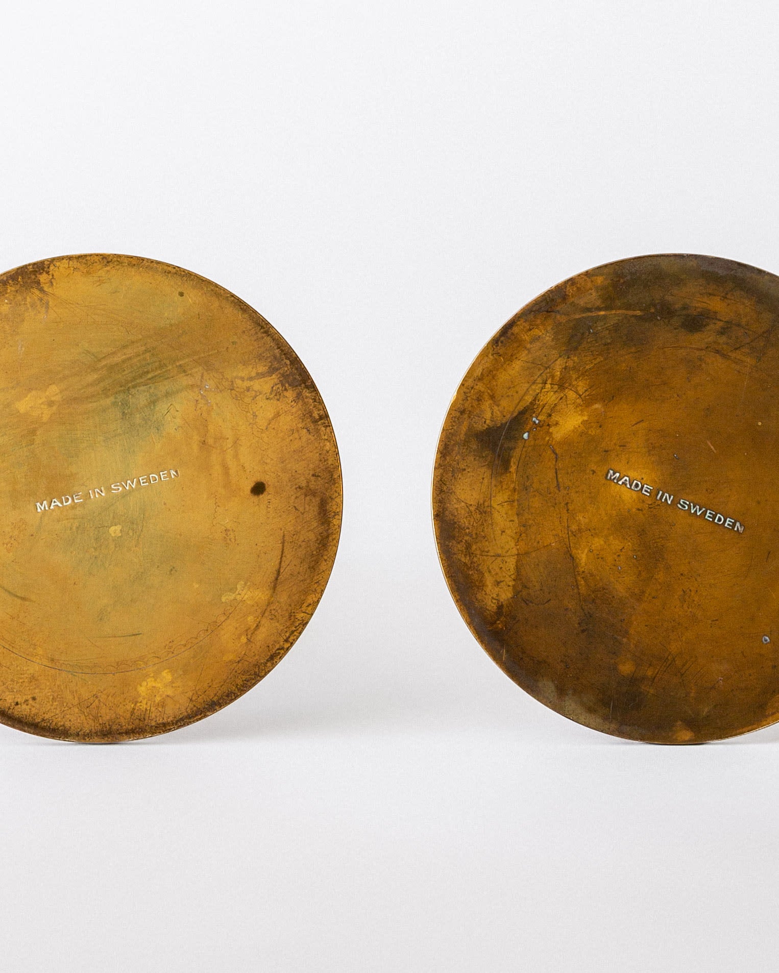 Trio of Mid-Century Patinated Brass Vases, Sweden — alternate view