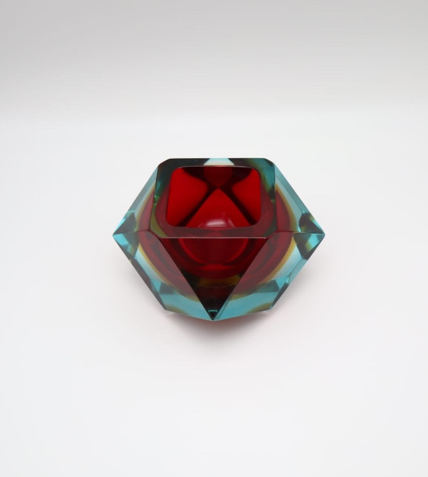 Mid-Century Faceted Murano Sommerso Large Glass Bowl by Flavio Poli for Seguso, 1960s by Forma Finds | The Oblist