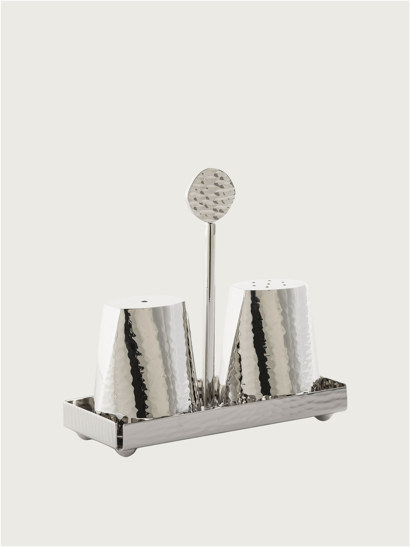 Platinum-plated Salt and Pepper by zanetto | The Oblist — hammered finish, modern design