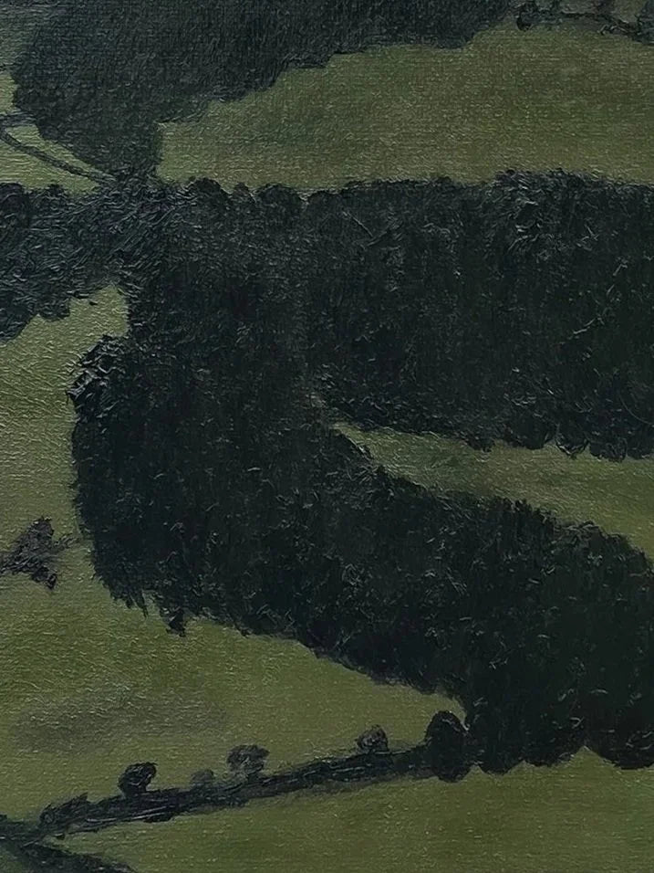 Oil Painting, Countryside in Scotland (2025) — close-up of dark green landscape details