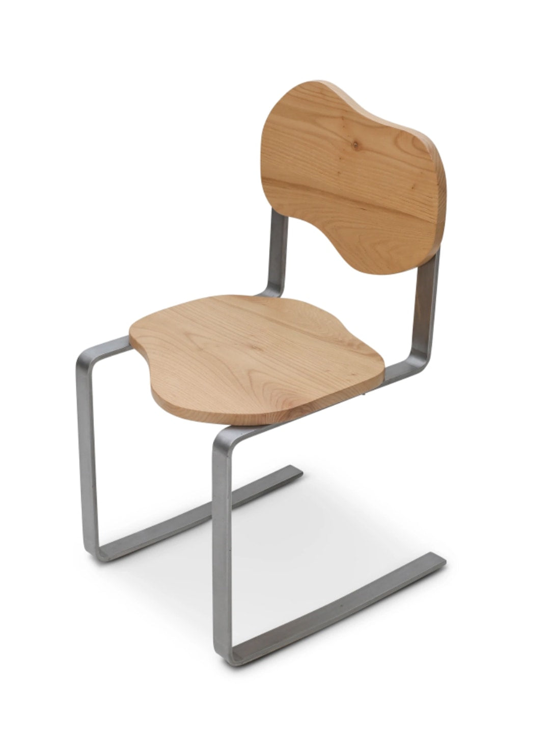 Carmen Chair' in Chestnut Wood by ZAROLAT Studio — back view highlighting curved wooden backrest