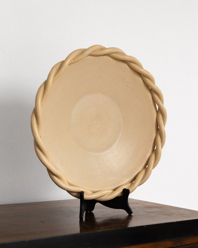 Large Decorative Ceramic Plate by Eva-Jancke Björk | The Oblist — beige color, vintage design