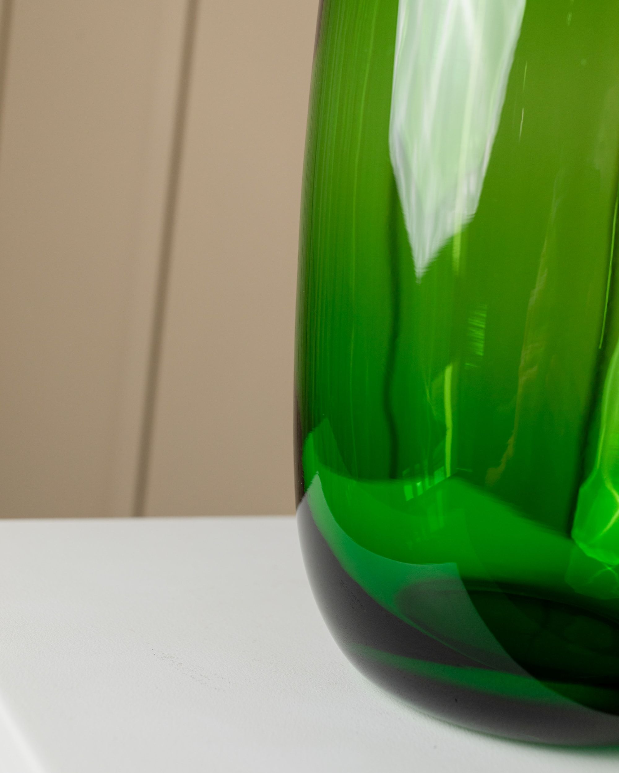 Green Glass Vase, 1990s - Maria Vinka for Ikea — close-up of green glass surface