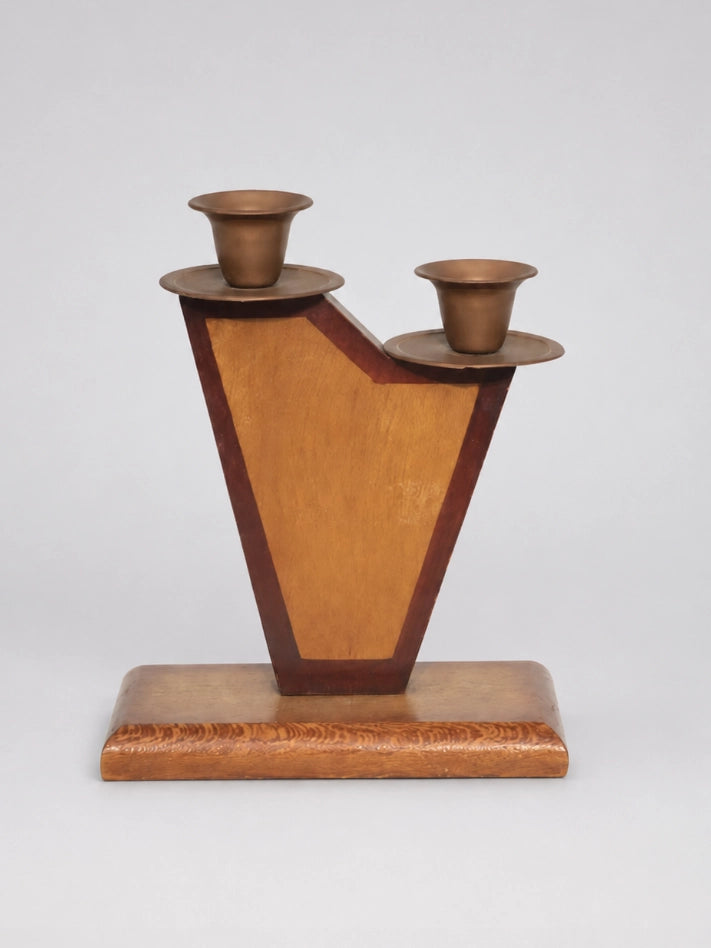 Vintage Art Deco Wood Candle Holder by Blisse | The Oblist