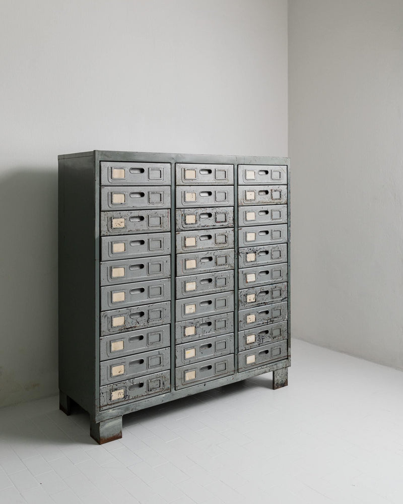 1960s Metal Drawer Cabinet by Bottega Jacobs | The Oblist — vintage gray metal design