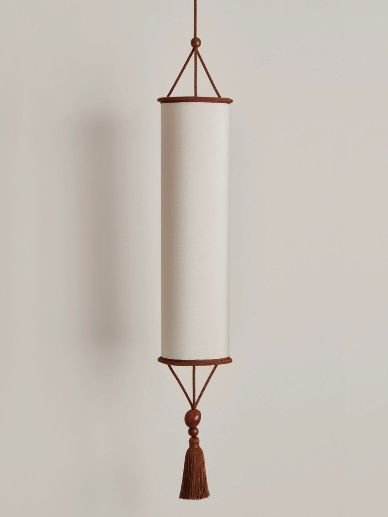 Betty Pendant Lamp by HAUVETTE & MADANI | The Oblist — fabric shade, warm tones