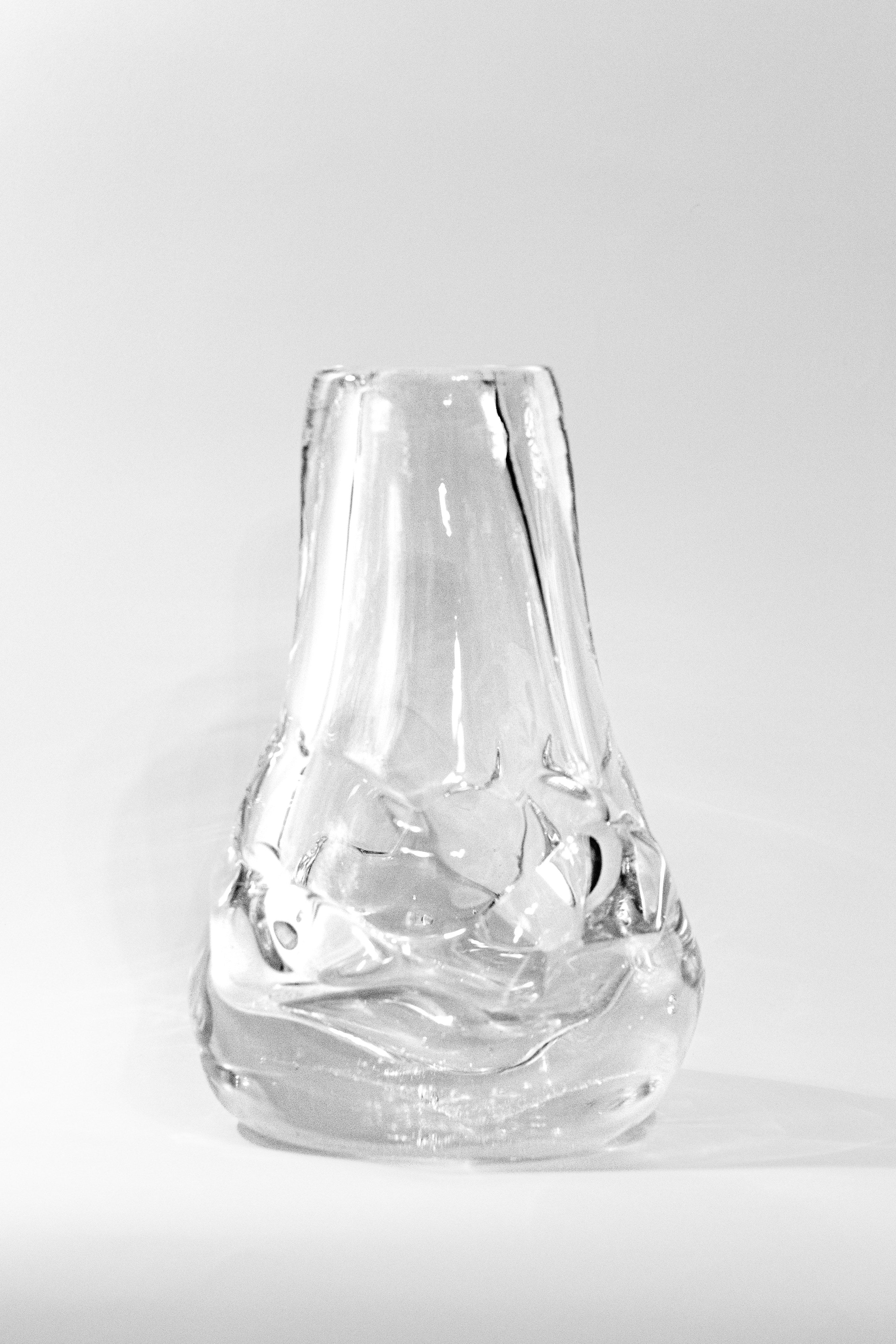 Drop Shaped Hand-blown Vase — top view of clear glass design