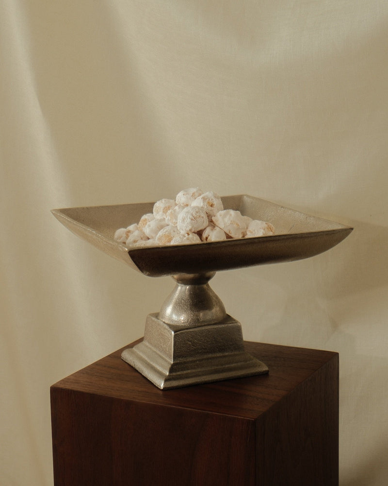 Silver-Toned Pedestal Centerpiece Bowl by Truffe Studio | The Oblist