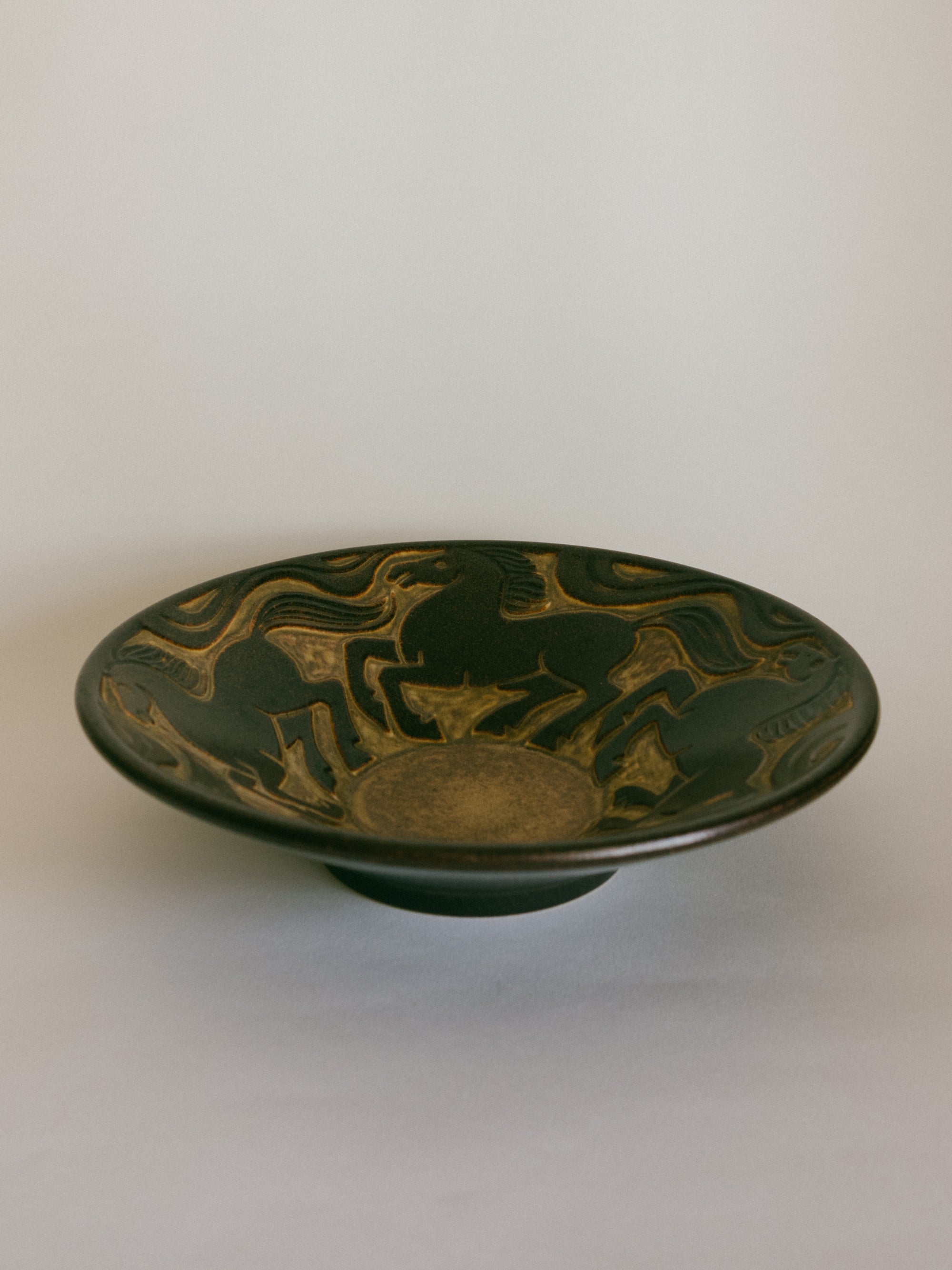 Marianne Starck Mid Century Galloping Horses in Relief - Serveware Bowl c. 1950s — alternate view