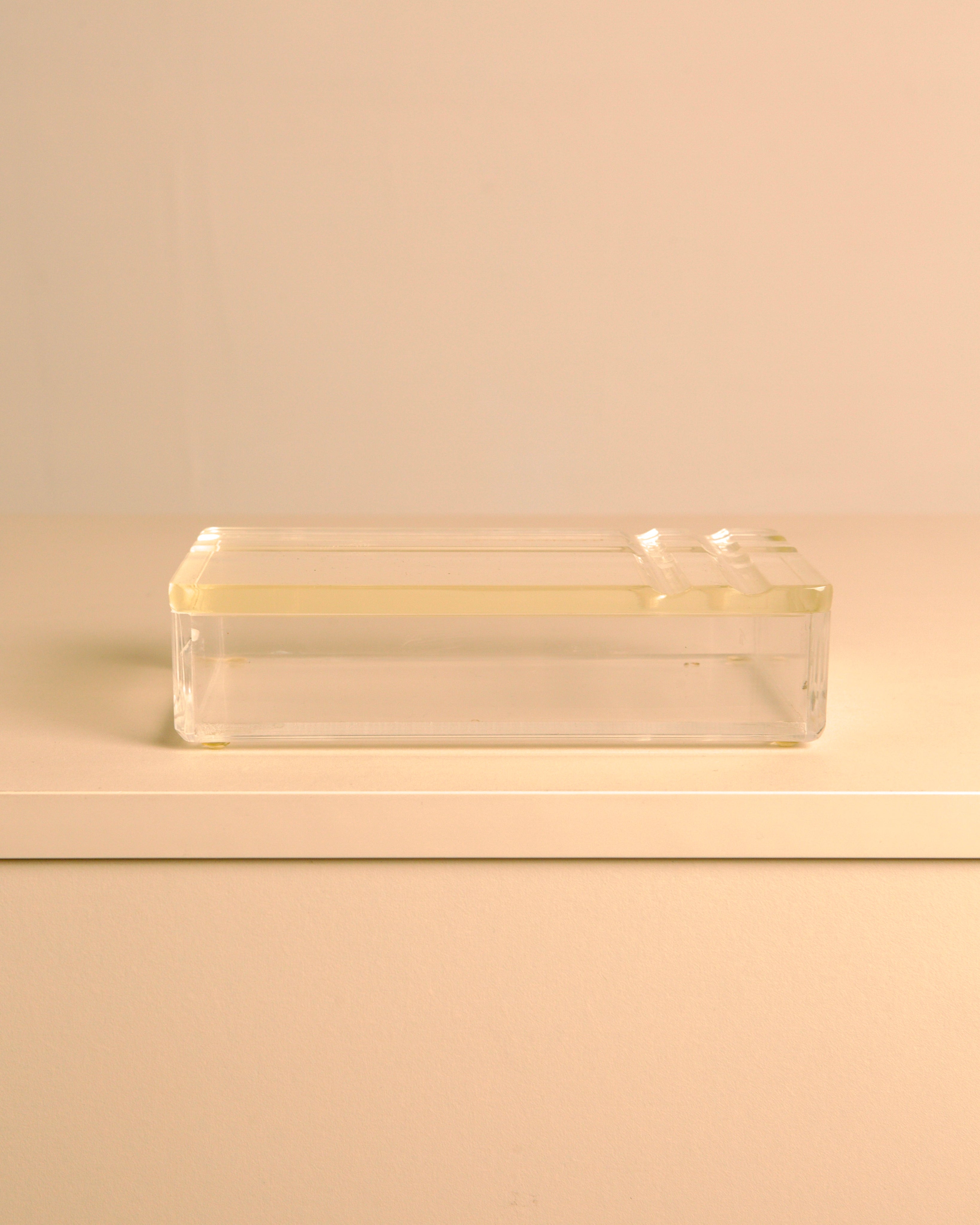 Italian rectangular box in patinated plexiglass, 1970s — detail view