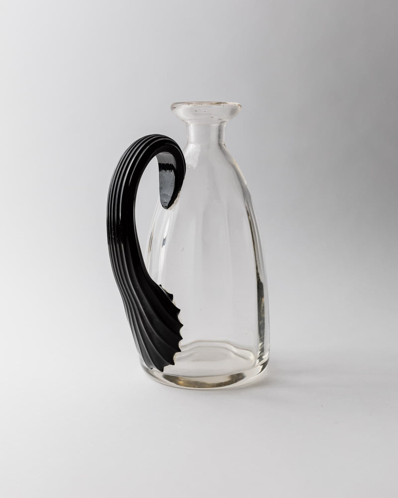 Vintage 1930s Murano Glass Vase by Bottega Jacobs | The Oblist — clear glass, black handle