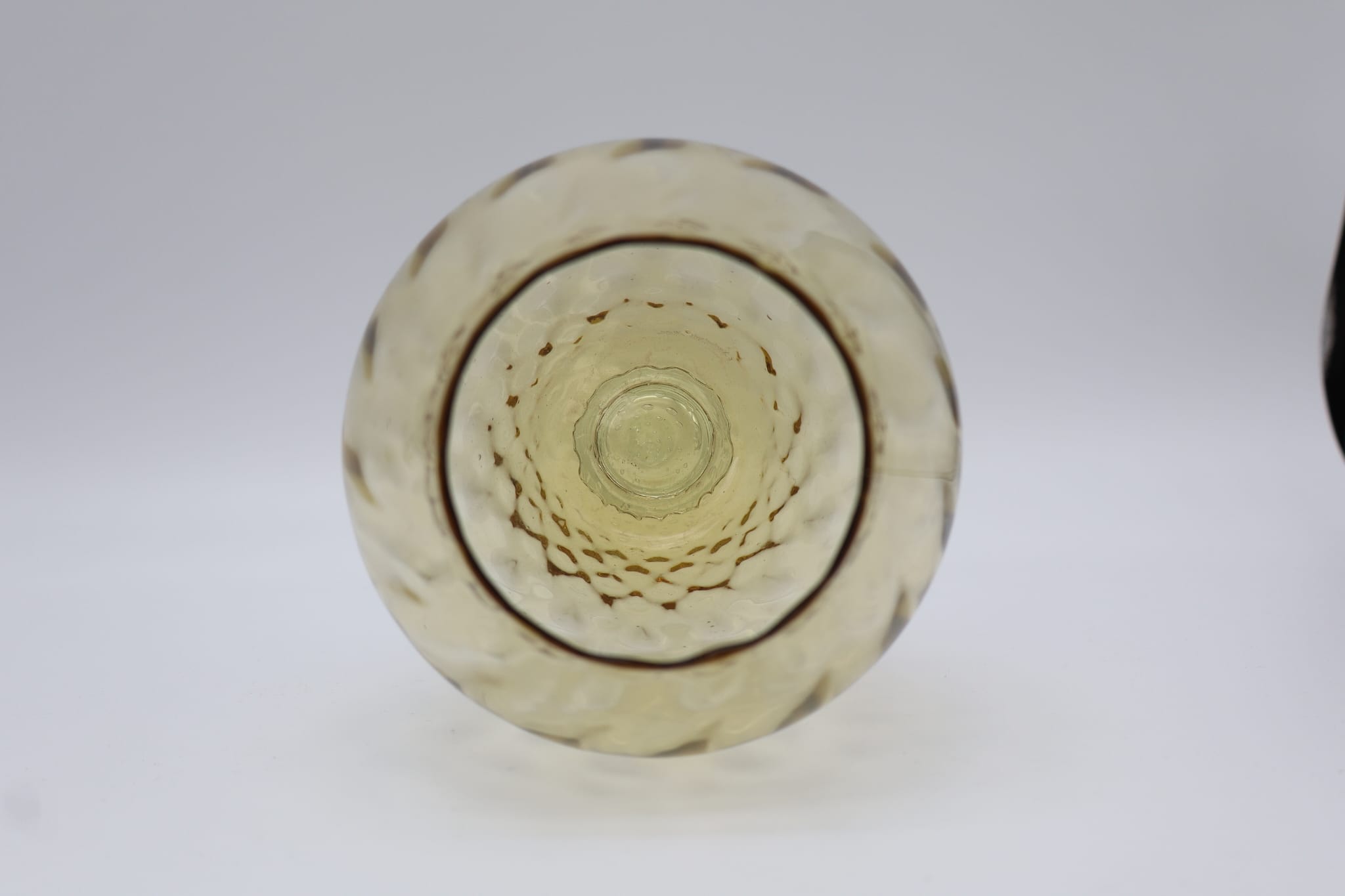 Mid-Century Modern Amber Glass Brandy Snifter Vase by Empoli, Italy – 1960s — lifestyle setting