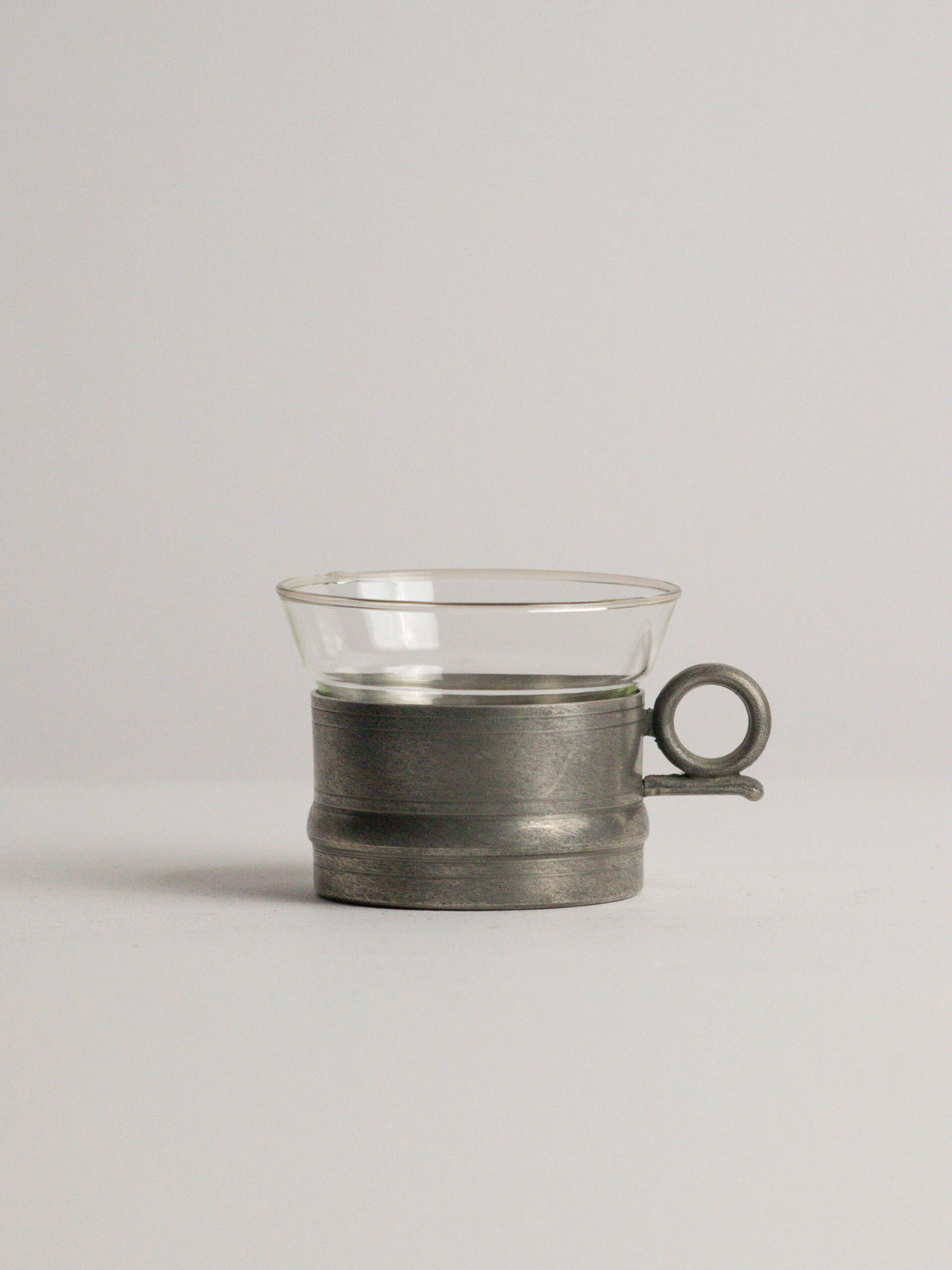Set of Six Scandia Tenn Pewter Tea Glass Holders with Pressed Glass Inserts, Karlshamn, Sweden, 1977 — additional view