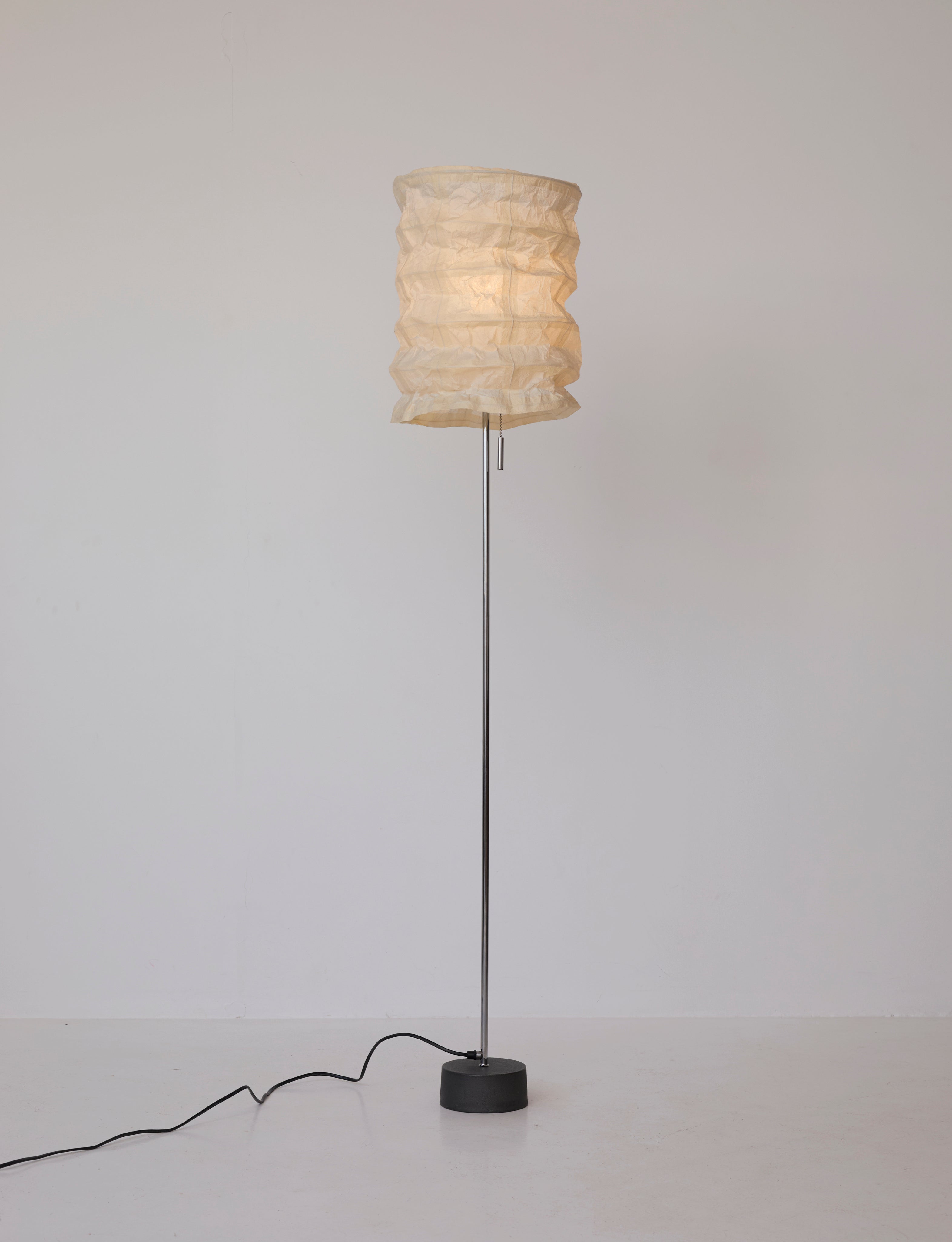 Vintage Ikea paper floor lamp C. 1990 — side angle