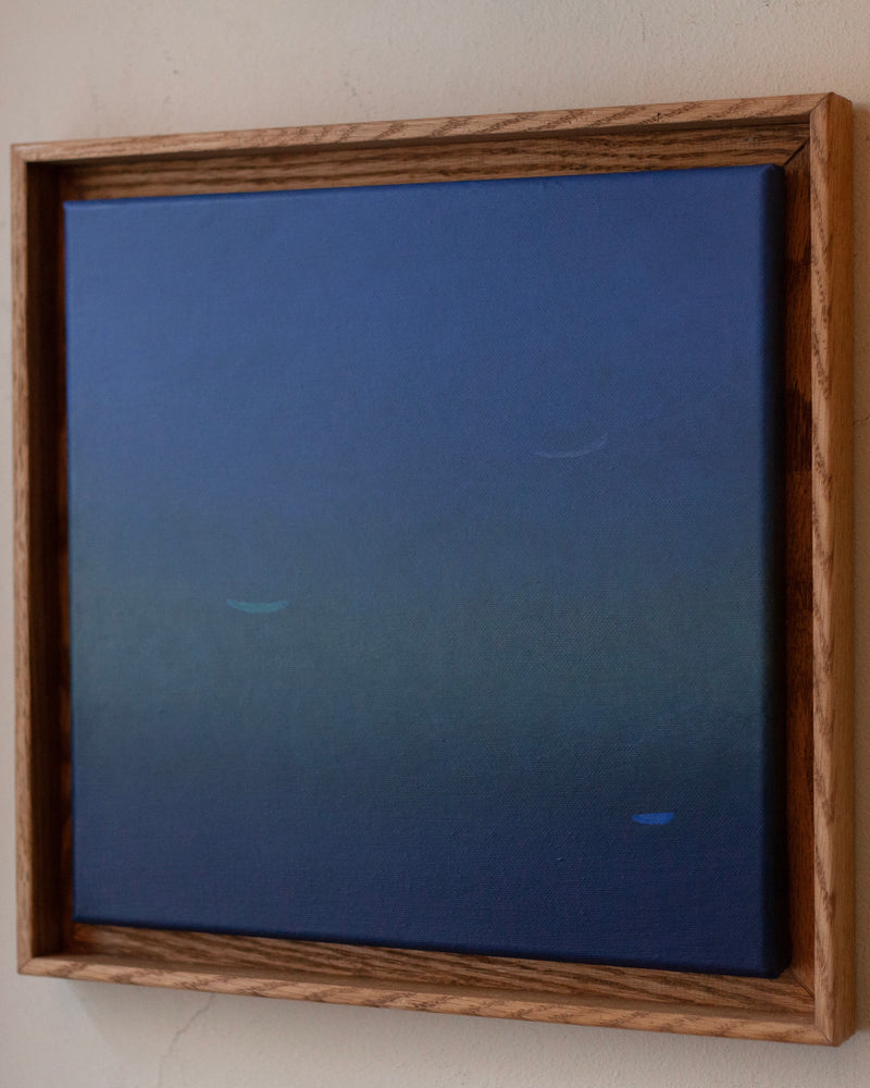 Midlight Sky #1 — close-up of blue canvas in wooden frame