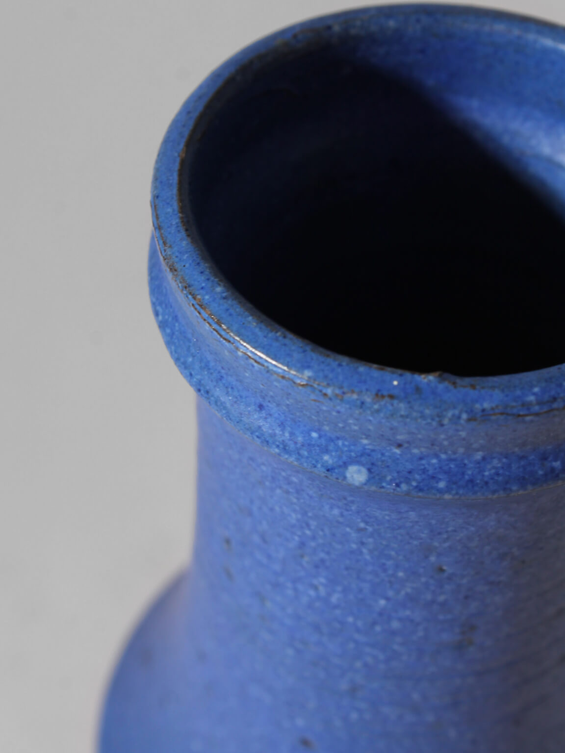 Ninnie Forsgren Blue Ceramics Vase, 1960s, Sweden — top view highlighting blue ceramic texture