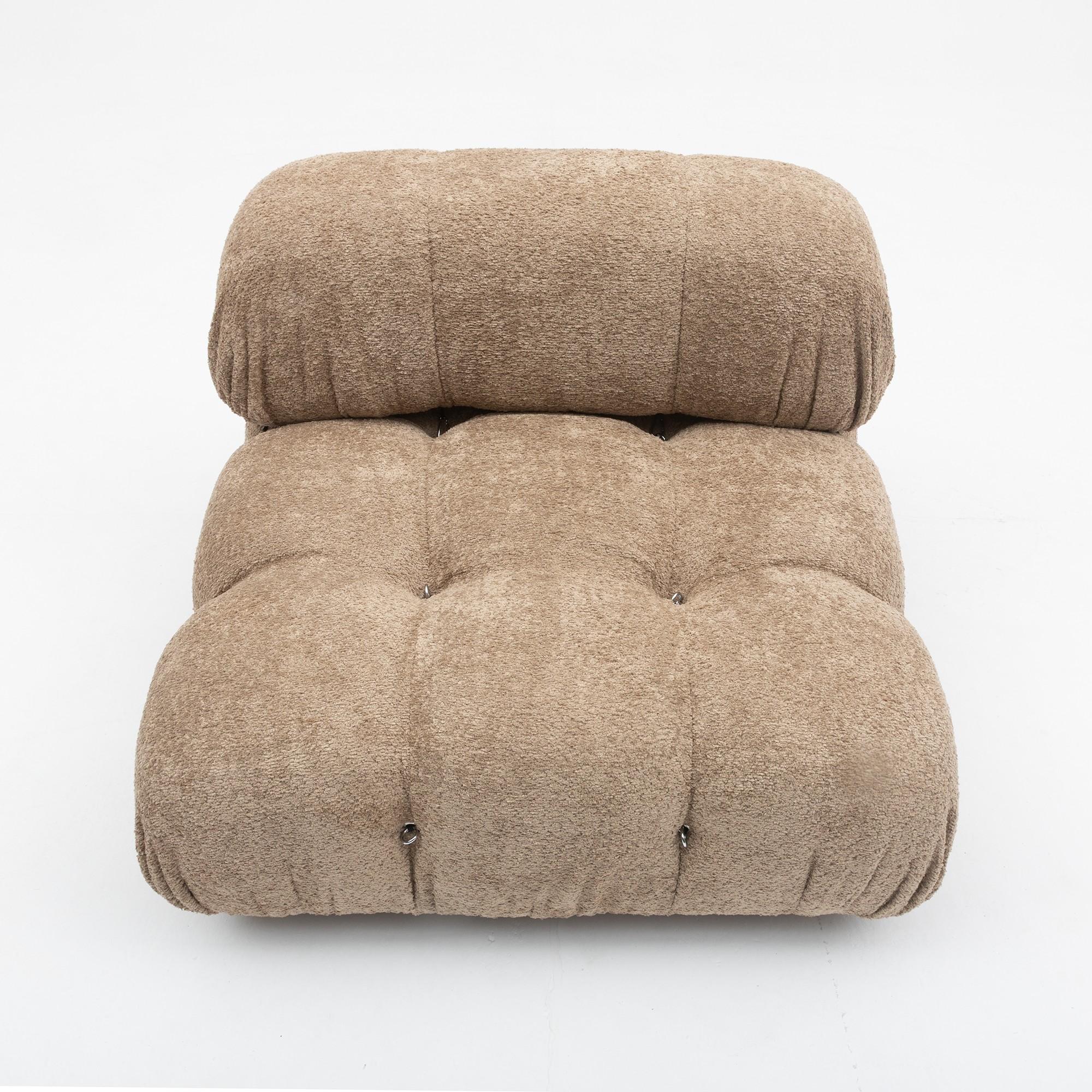Camaleonda Sofa Set by Mario Bellini, Customised in Light Sand Bouclé, 1970s — close-up