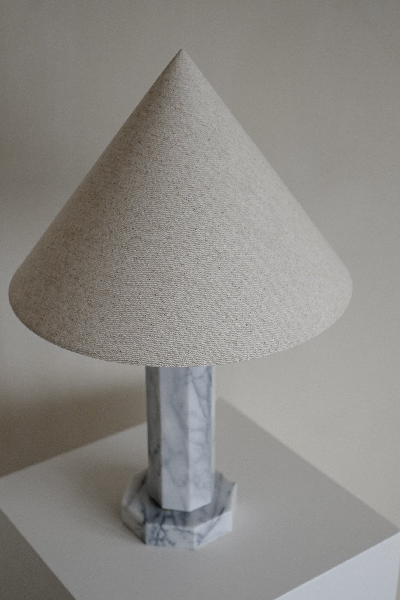 Marble Table Lamp — side angle showing textured marble base
