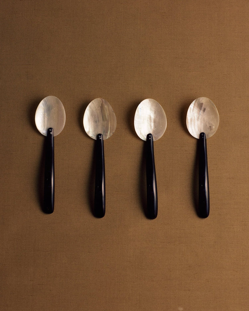 Mother Of Pearl And Bakelite Spoons — side angle
