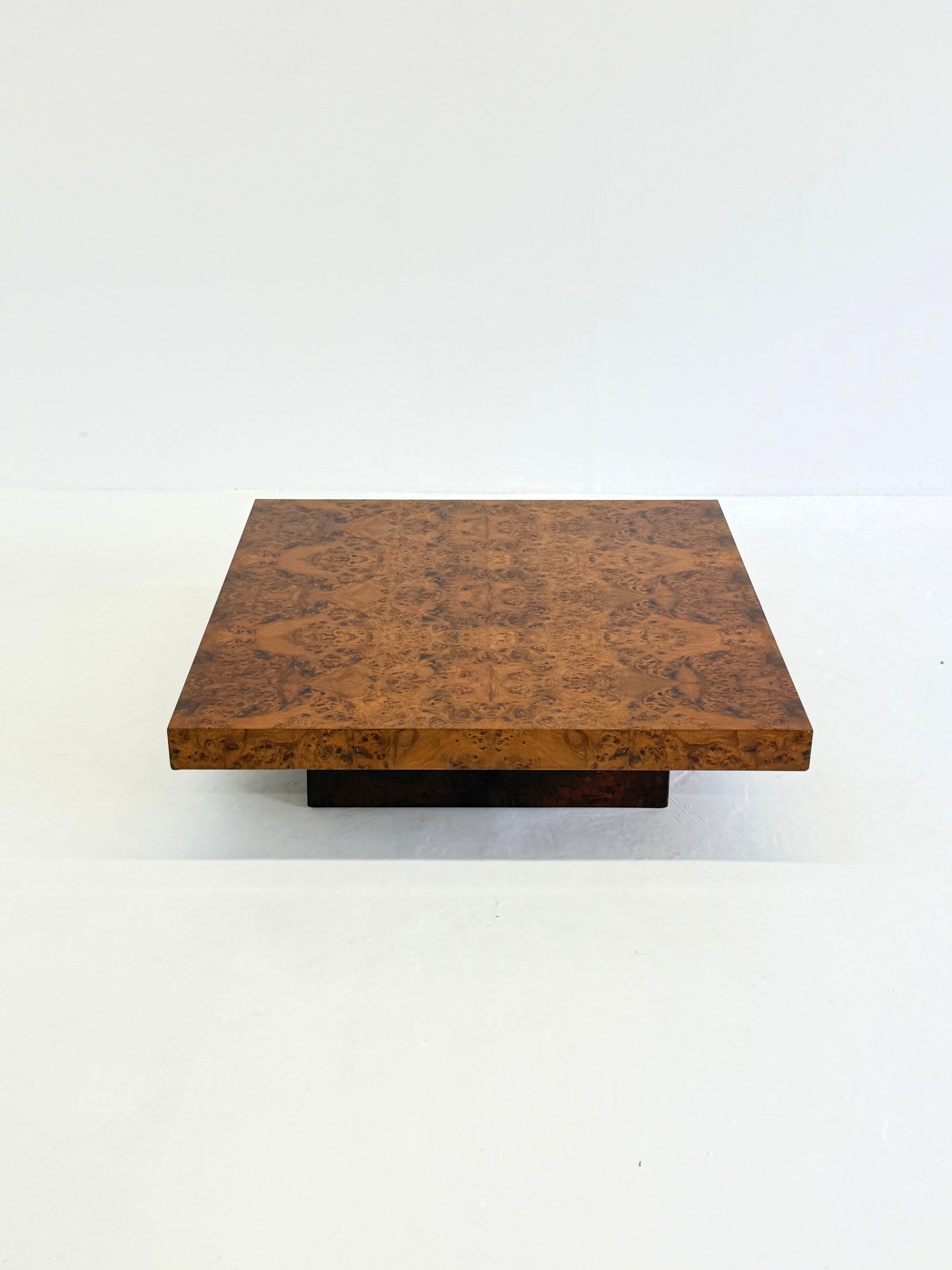 XL Square Coffee Table by Turri made of burl wood — in context