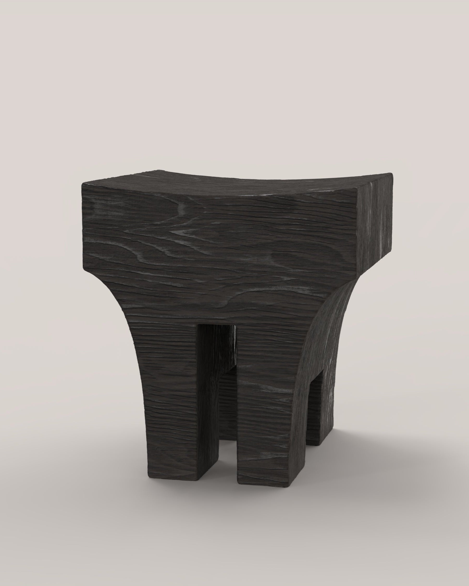MHONO V1 Stool in Charred Solid Wood