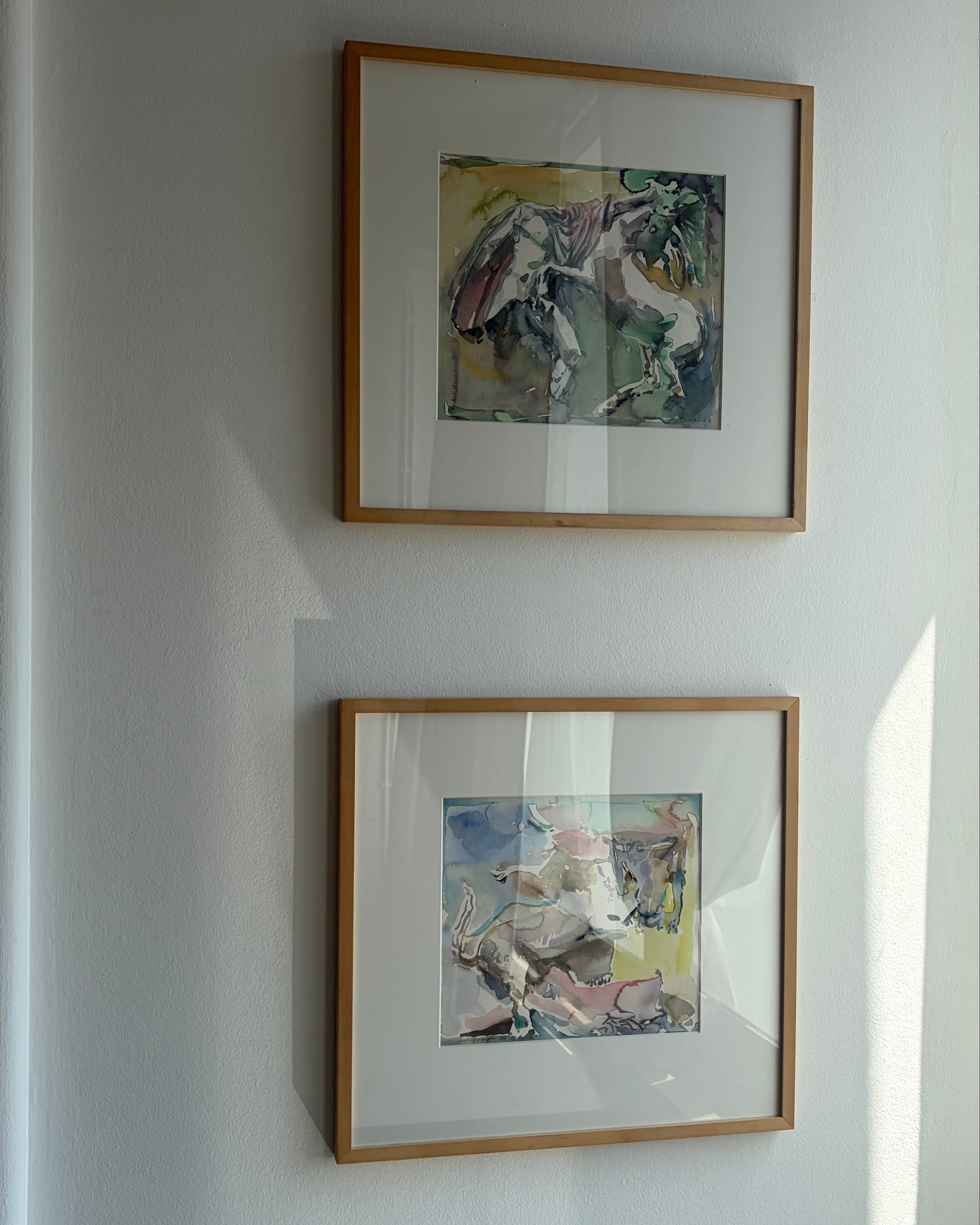 Mythological Watercolor Diptych, Maarten van Dreven (1941–2001) — close-up