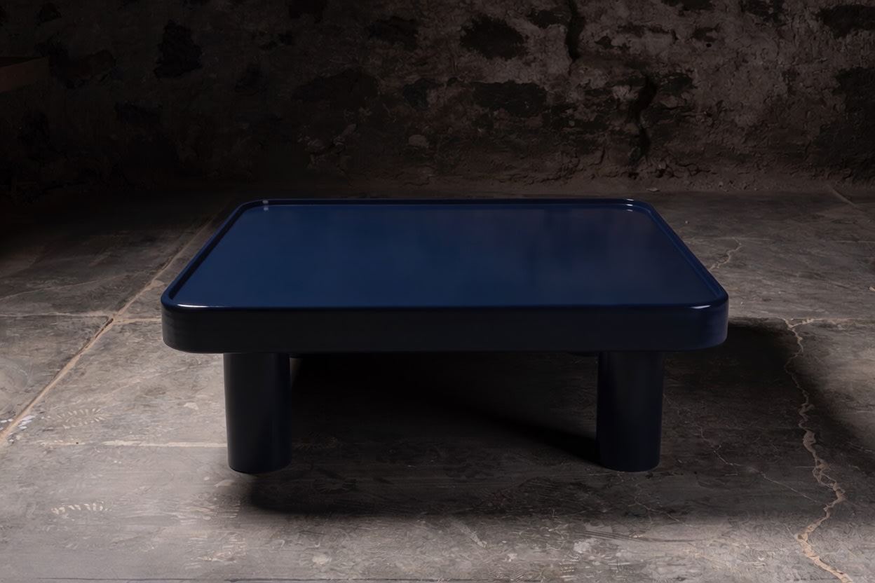 017 Deep Navy Lacquer Coffee Table — side angle