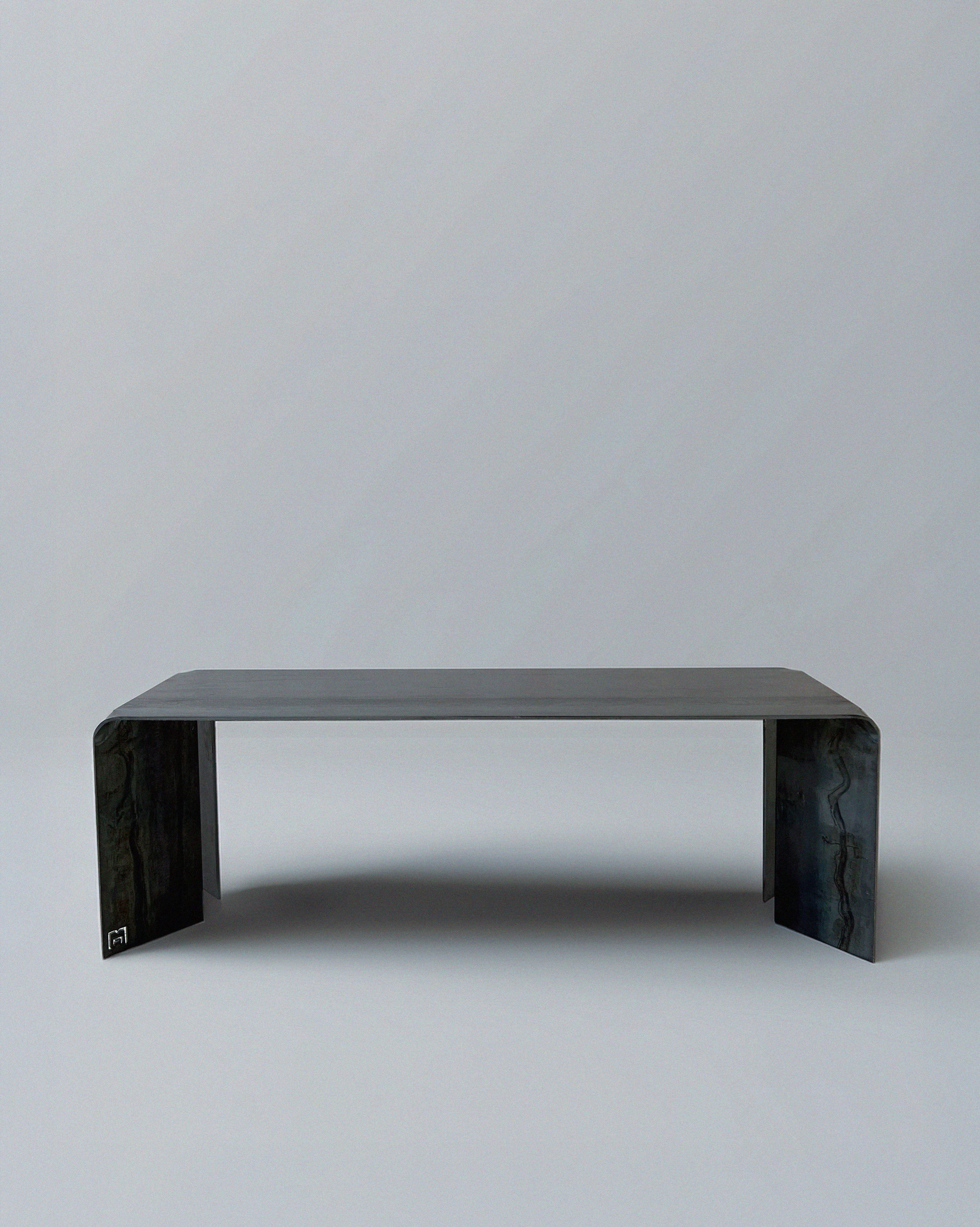 Nobu' Steel Bench — top view of minimalist steel design