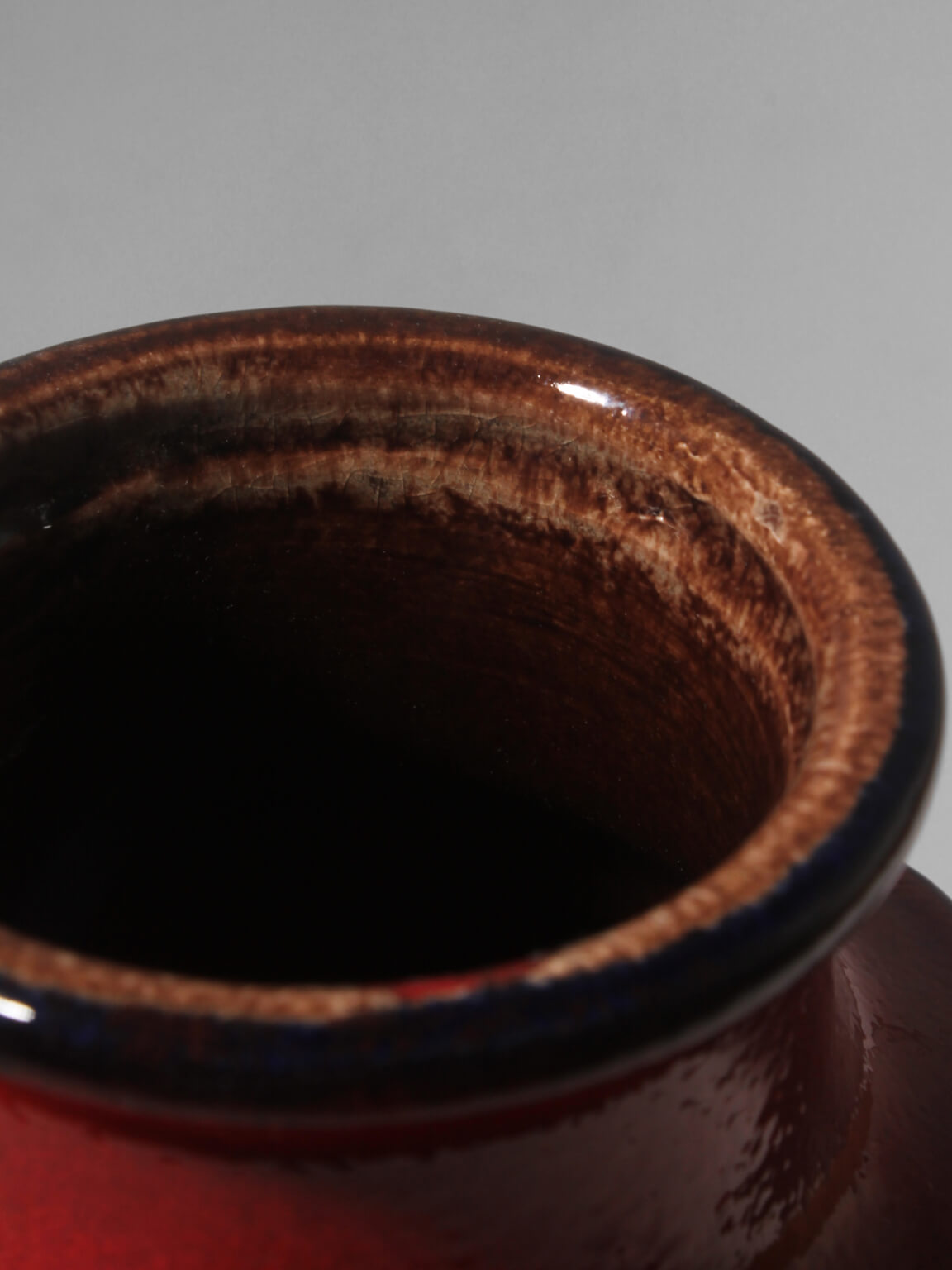 Modern German Red Ceramic Vase, 1960s — side angle
