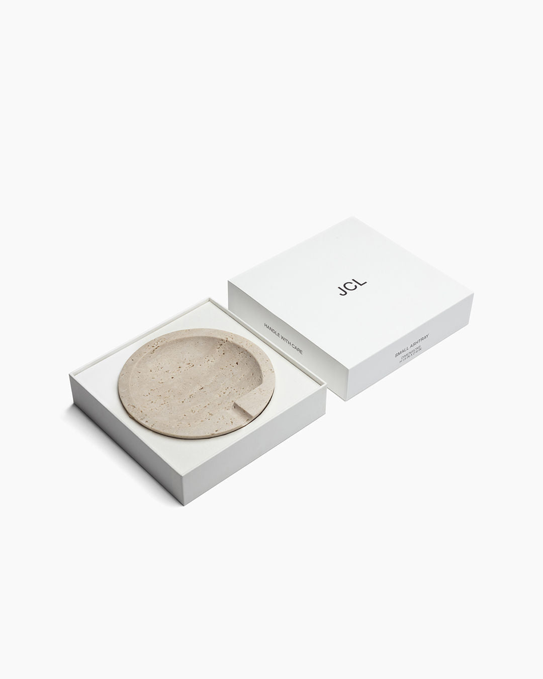 Ashtray in Travertine Stone — close-up
