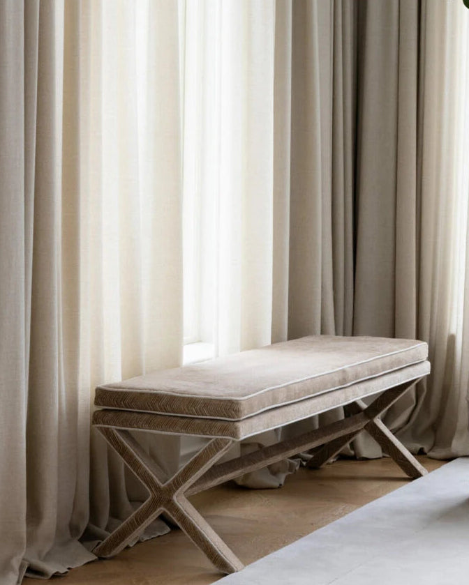 Marcel Double X Bench - Movida Fabric — detail view