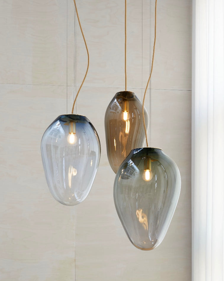 CERES pendant - size M (H:40cm), L (H: 43cm), XL (H:49cm) by ELOA - Unique Lights | The Oblist — glass in smoke and amber ton