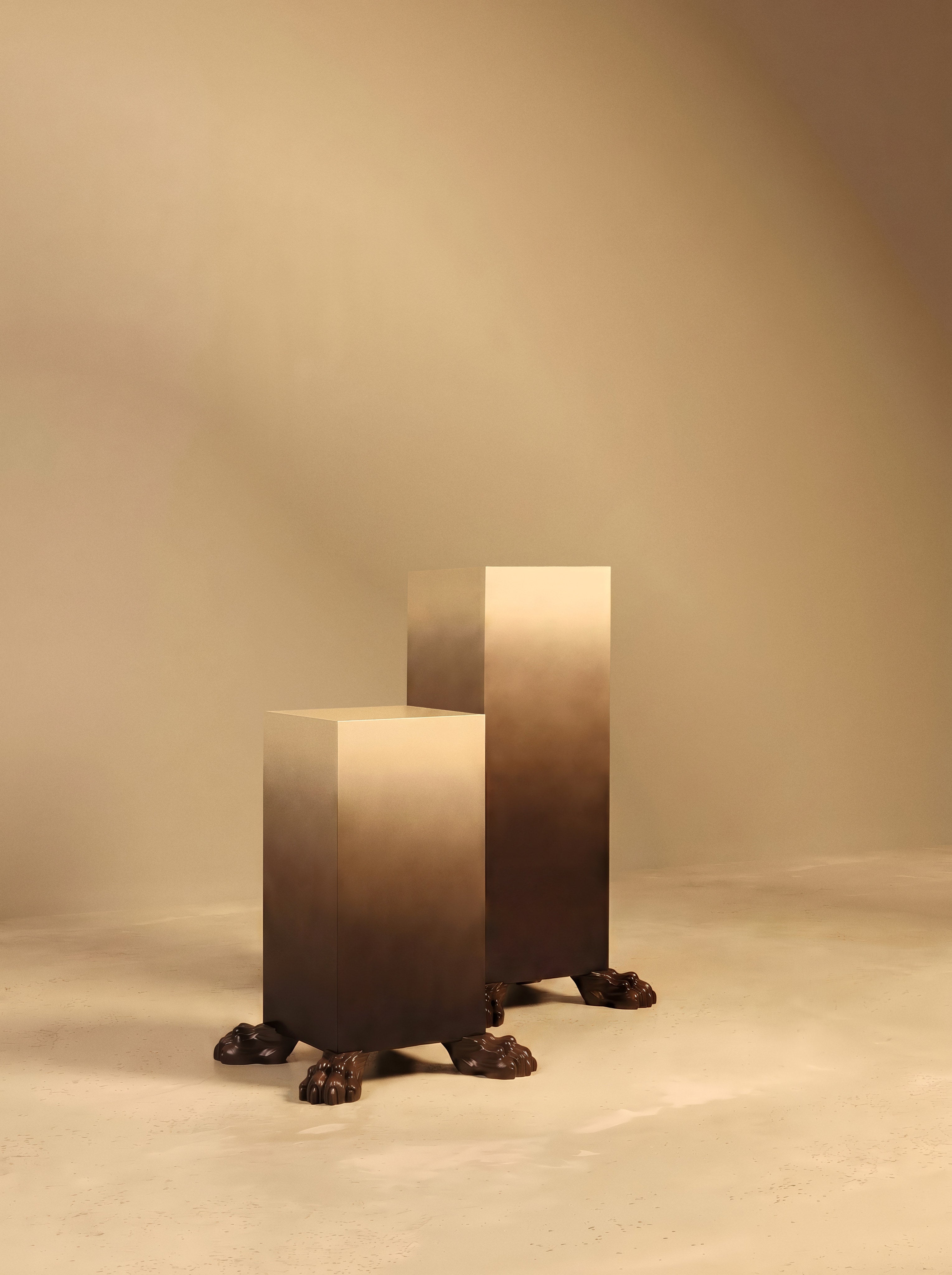 CLAW Plinth I in Hand-Finished Ombré with Paw Feet — side angle
