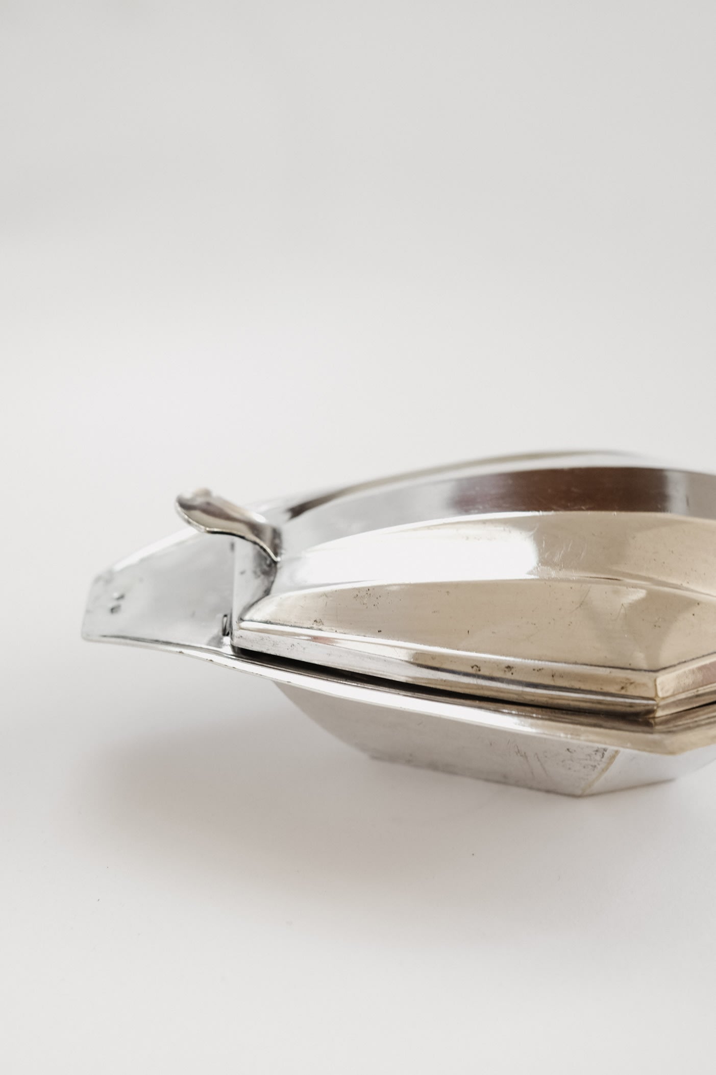 Vintage Silver-Plated Butter Dish — close-up