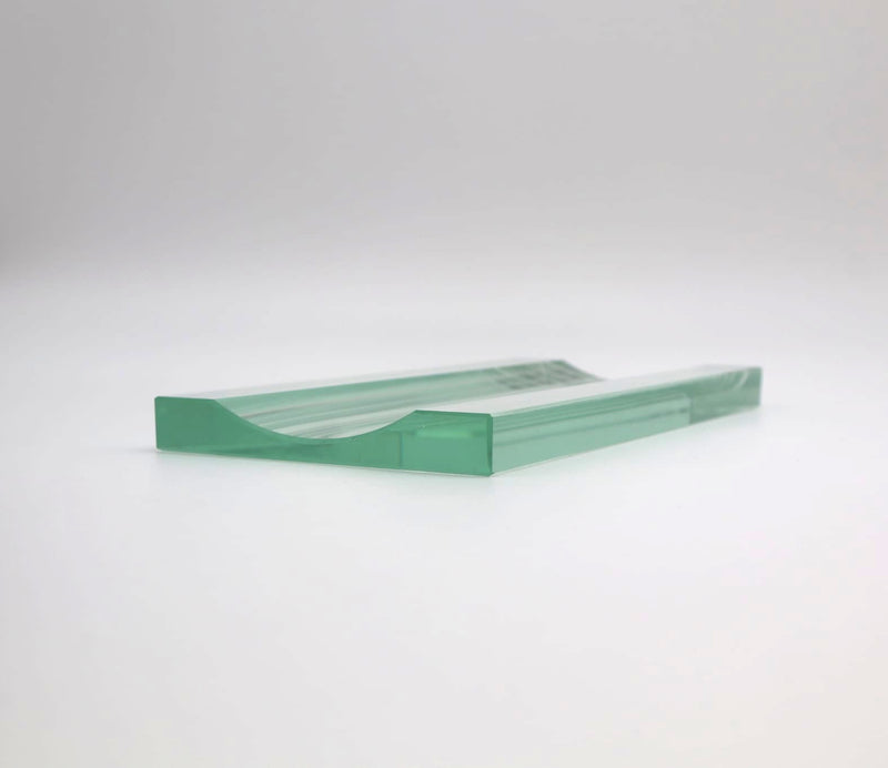 Mid-Century FontanaArte Sculptural Beveled Crystal Pen Tray — Italy, 1950s — detail view