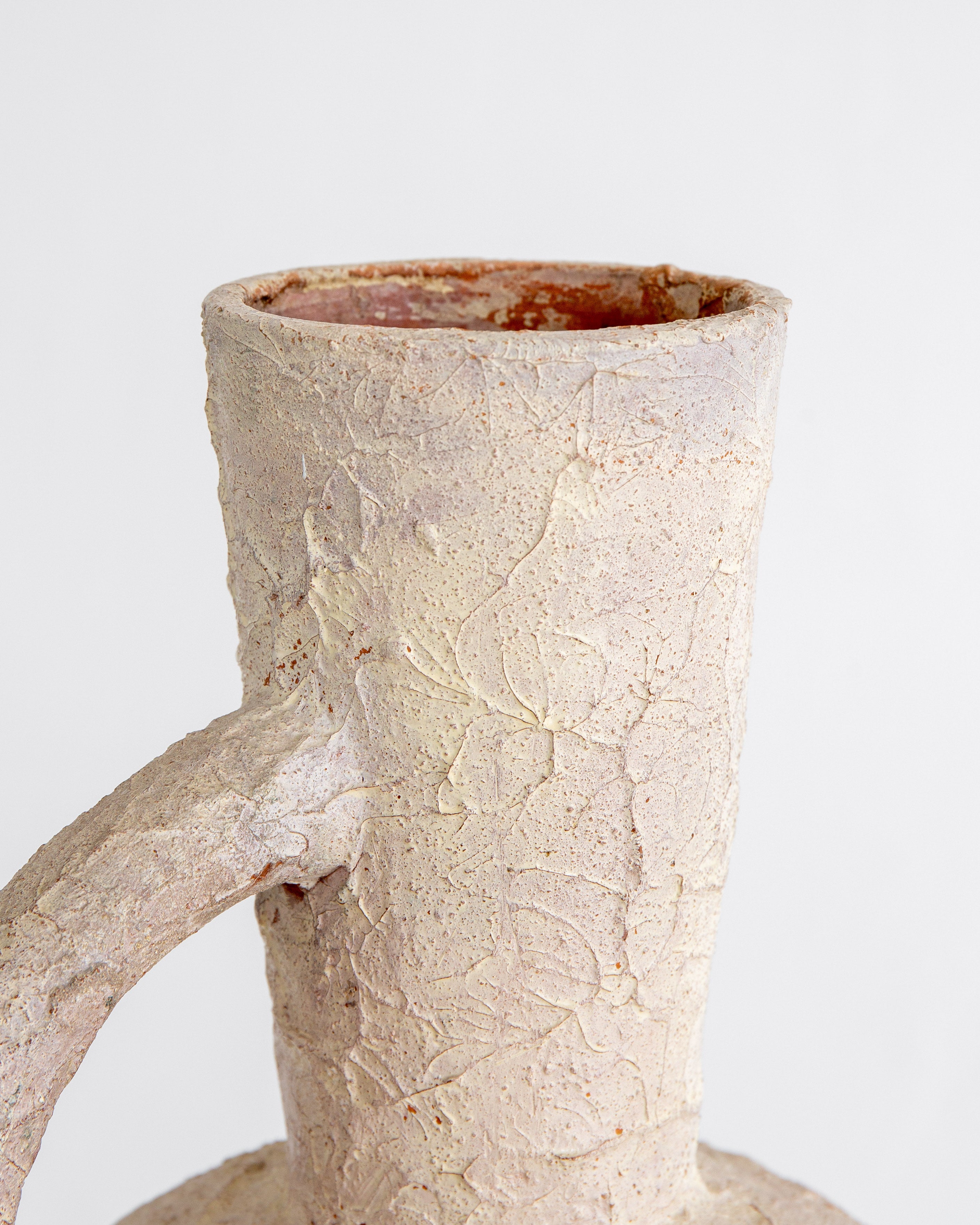 Large Textured Ceramic Floor Vase, 1940s-40s Sweden — close-up of textured ceramic surface