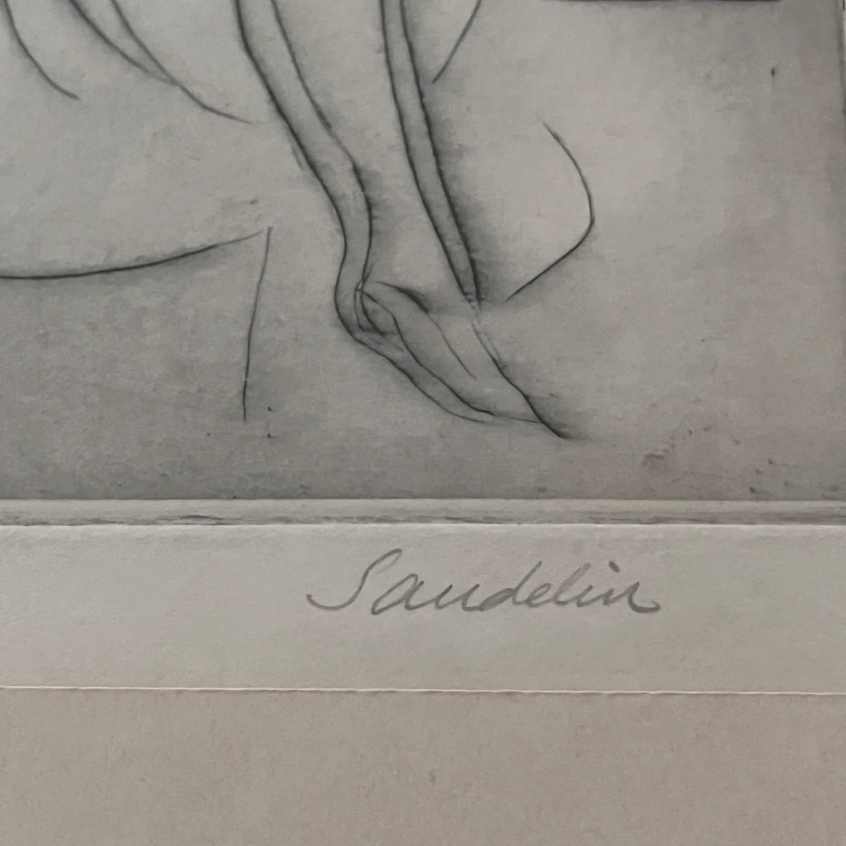 Swedish Etching "Rider" by Börje Sandelin — close-up of signature detail