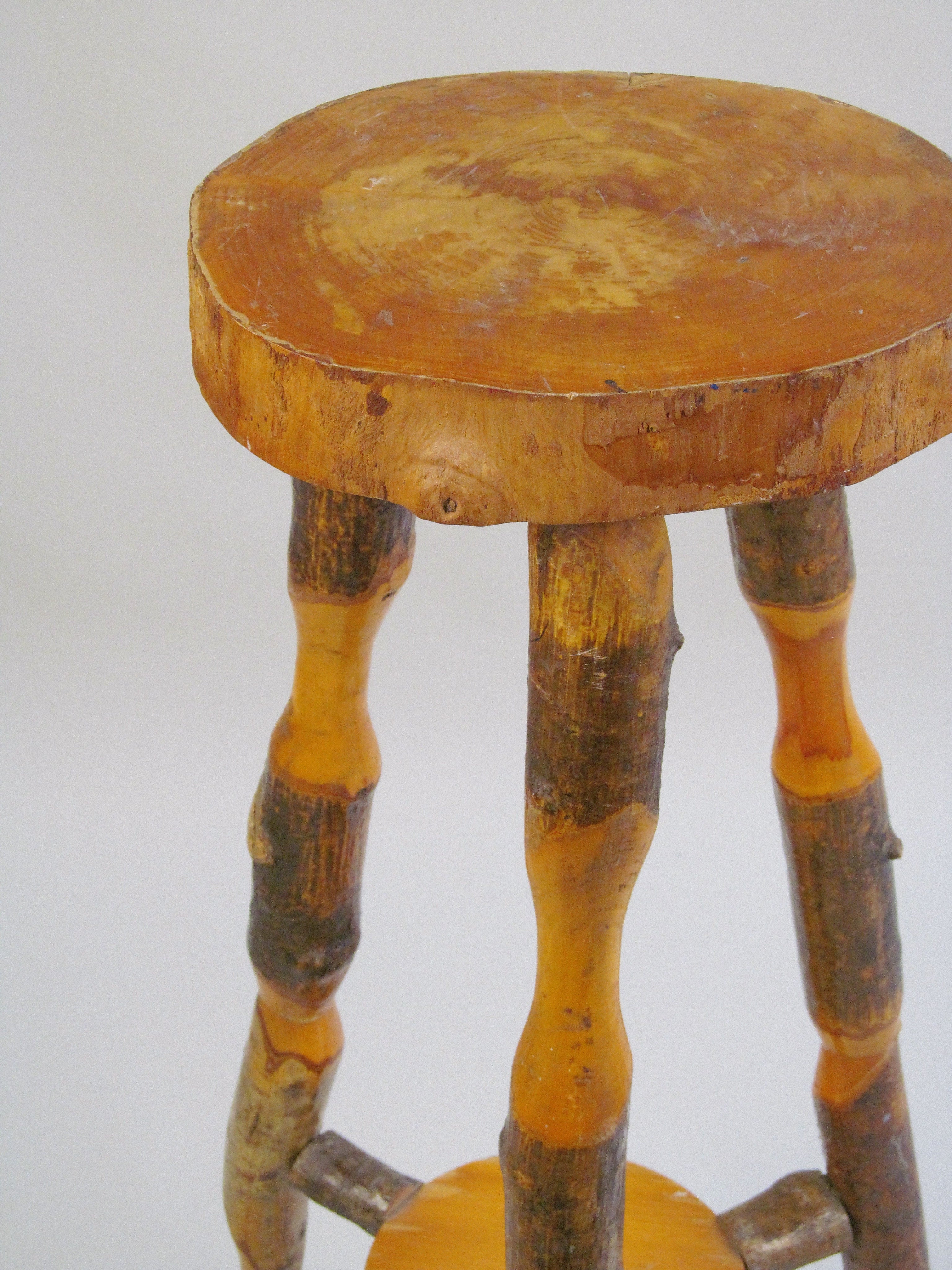 Naturalistic Wooden End Table — top view of round wooden surface