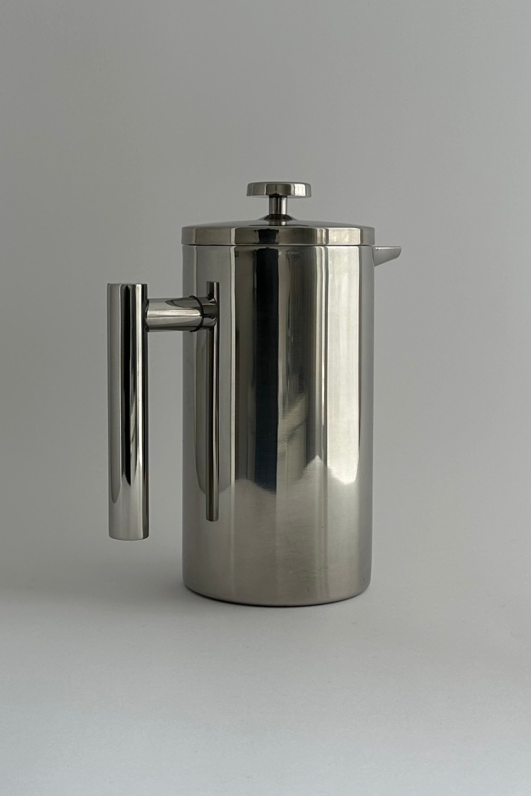 'HEDONISM' stainless steel french press — detail view