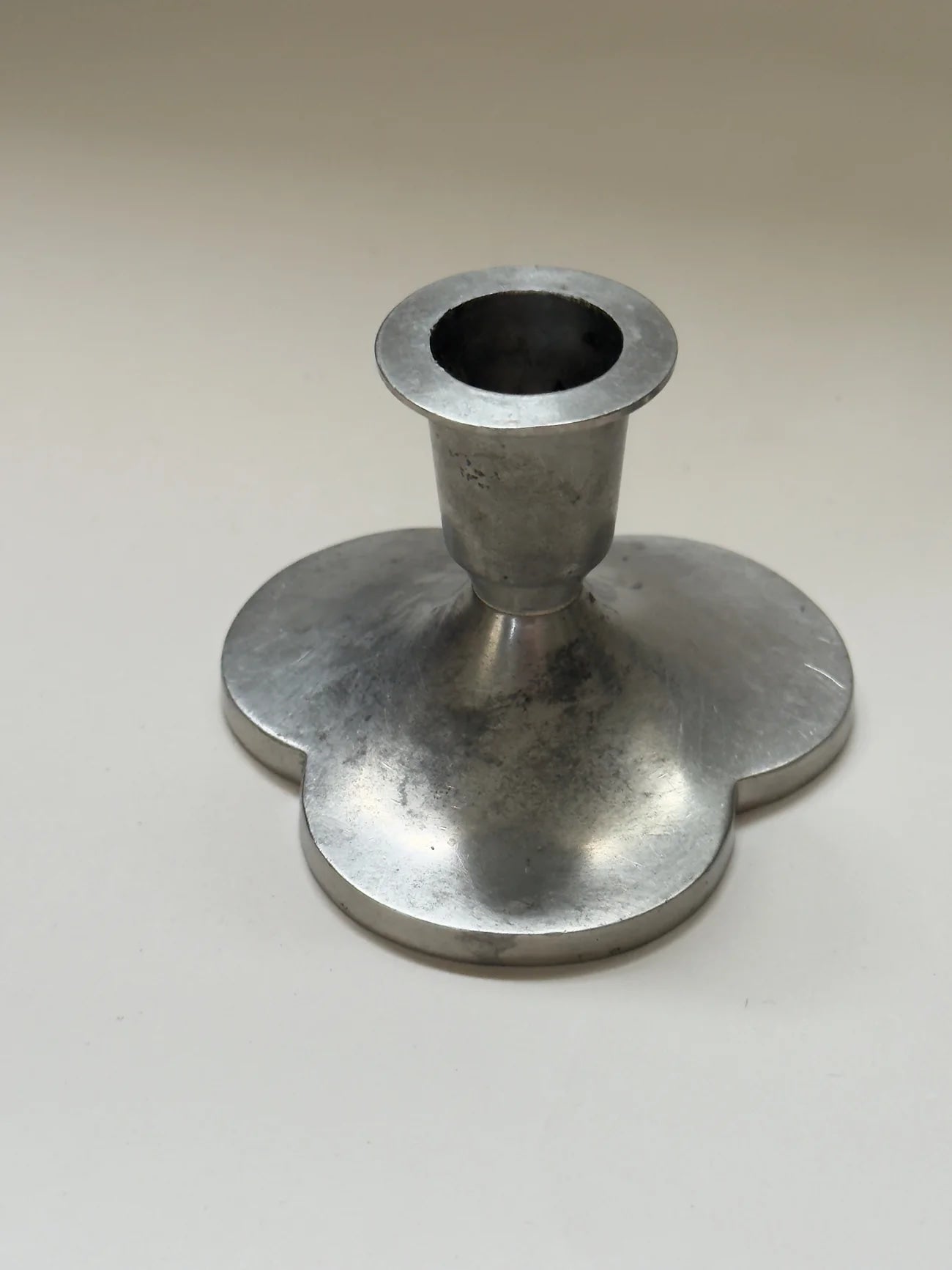 Pair of Pewter Candlesticks by Just Andersen — side angle showing polished pewter finish