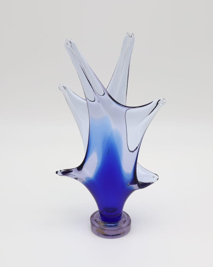 Mid-Century Hand-Blown Sculptural Glass 'Petal' Vase by Jan Beránek for Škrdlovice – 1960s by Forma Finds