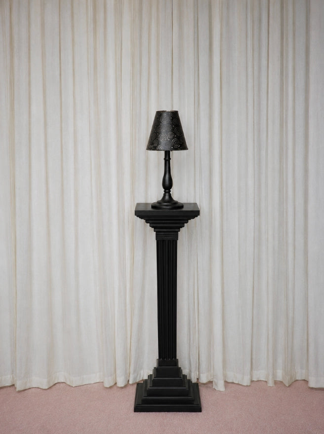 1950s French Black Metal Shade Candle Holder — close-up