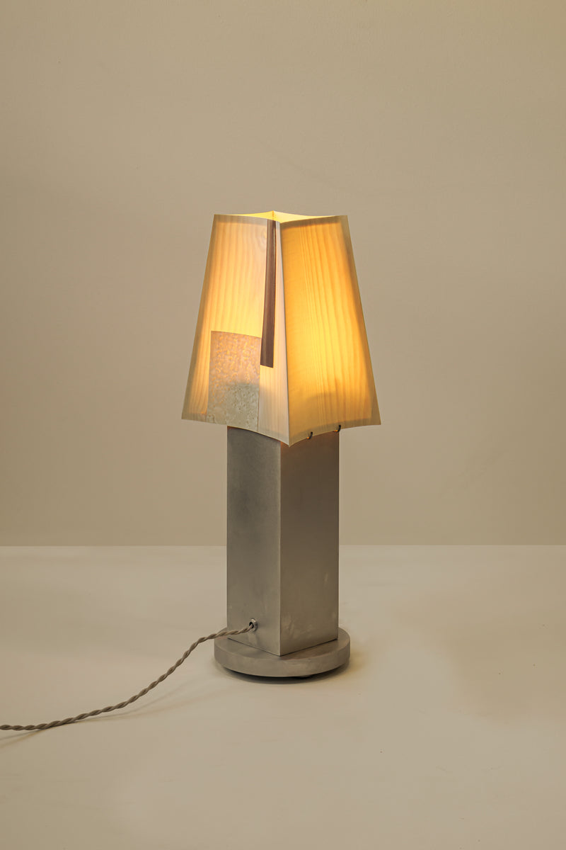 Soft Ply Table Lamp Series — close-up of illuminated textured shade