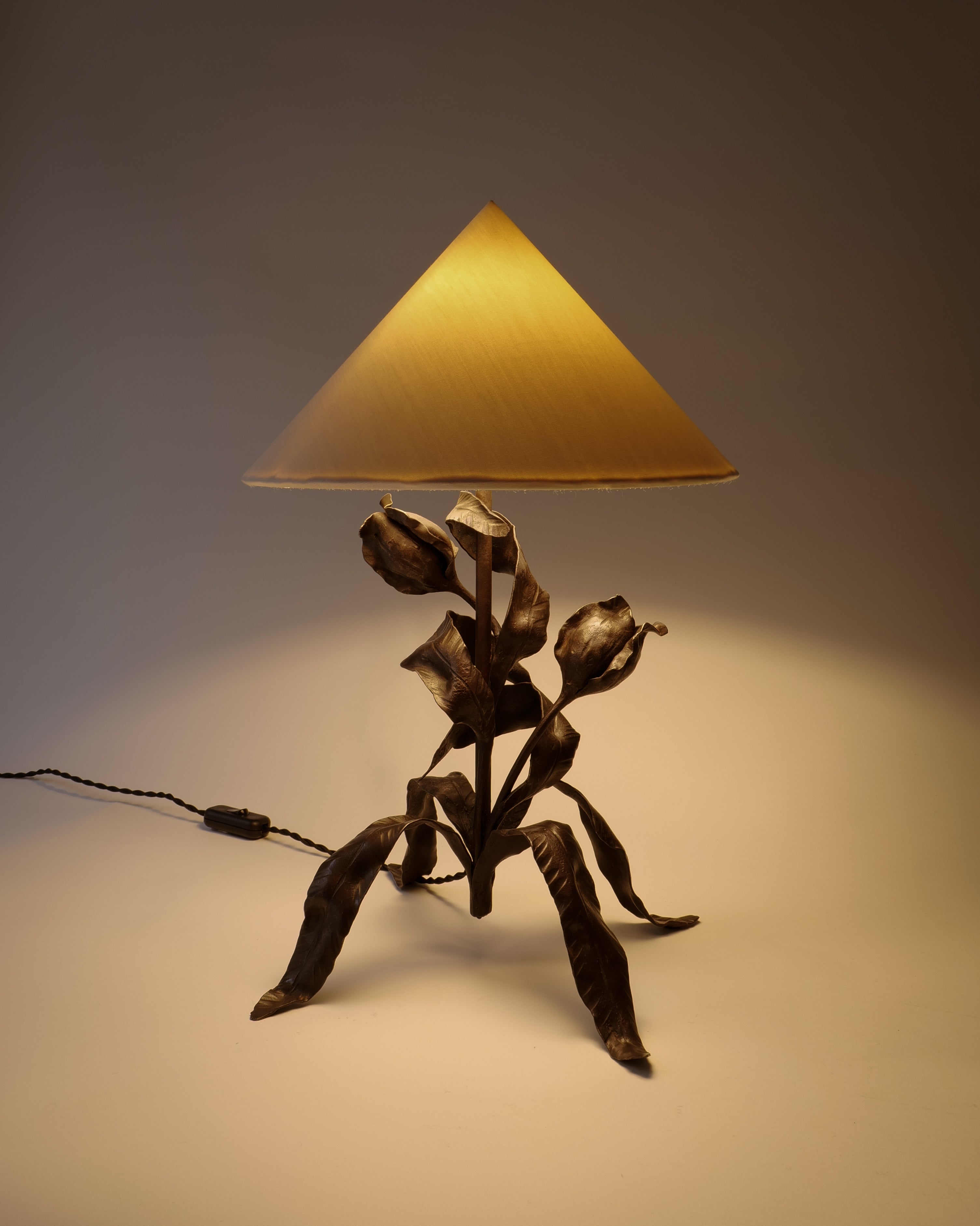 Wilting Flower Wrought Iron Table Lamp 1920s