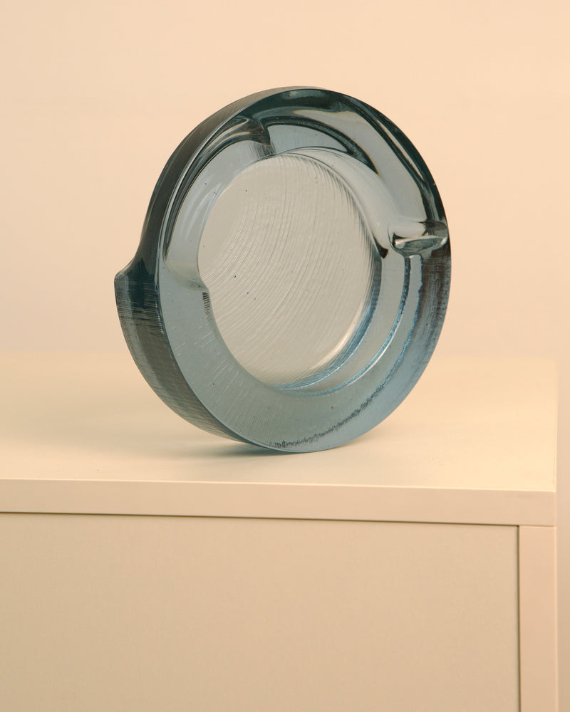 Large circular glass ashtray from Azteca Collection by Fabio Frontini