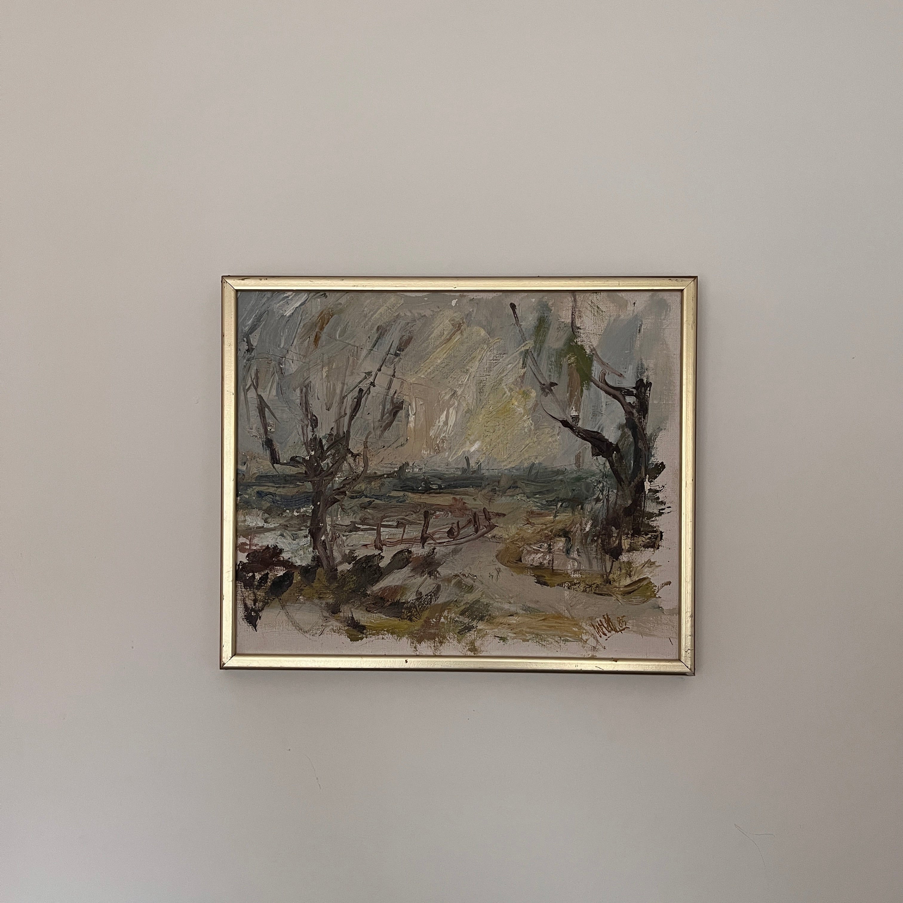 Swedish Oil On Canvas by Owe Wessbohn. 1985. — framed artwork on light wall
