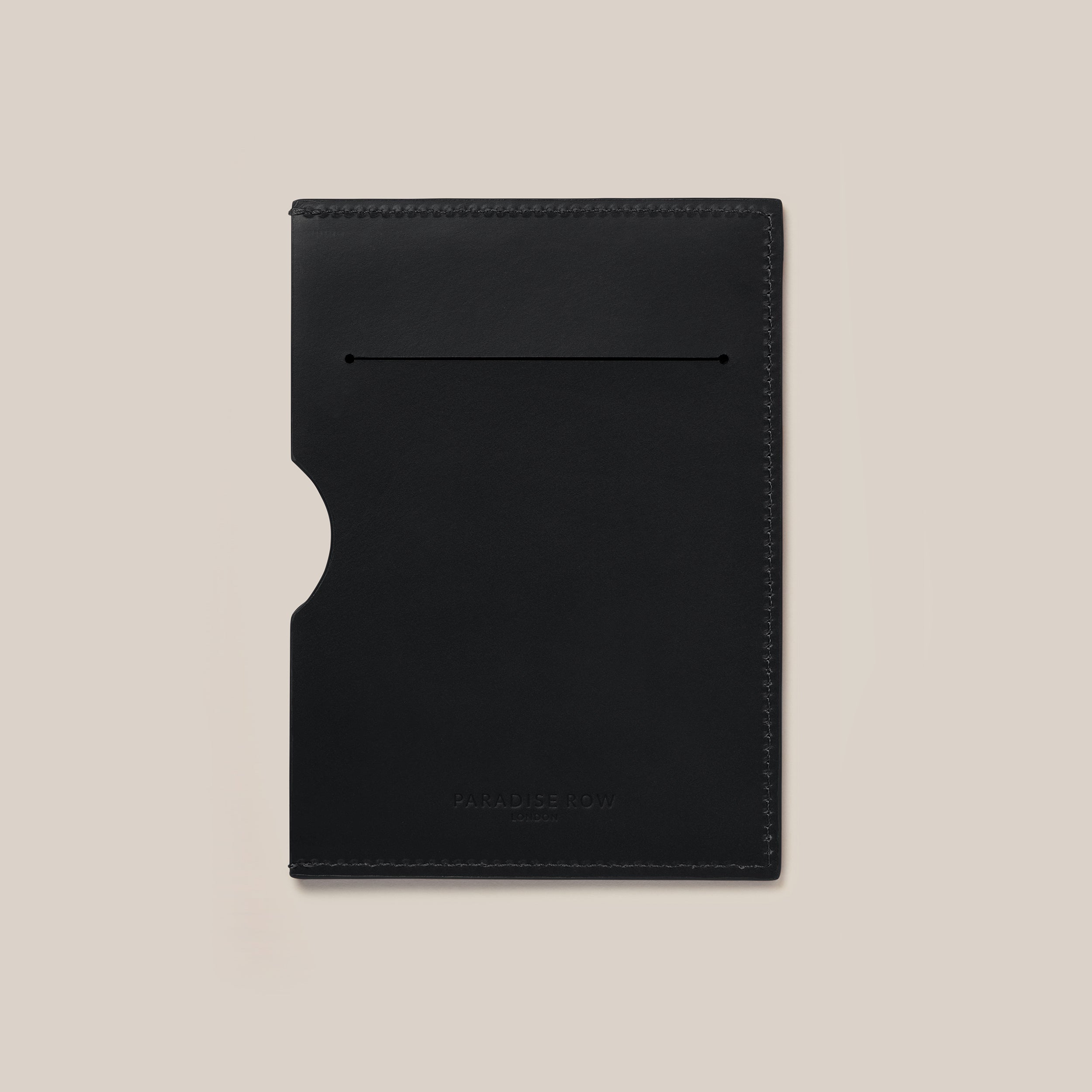 Leather Passport Holder — front view of black leather design